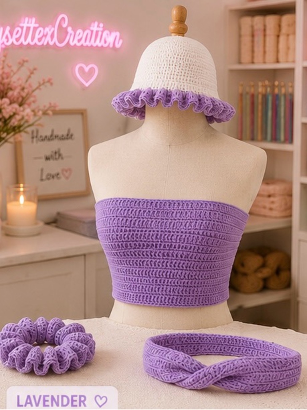 Lavender Crochet Tube Top & Accessories Set by